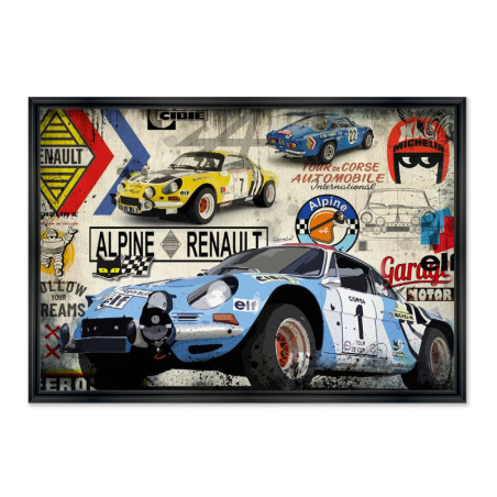 Cadre en bois avec impression en PVC vernis "ART 111 Garage" - Noir - 40 x 60 cm - Collection Rubix