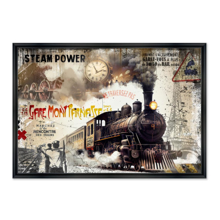 Cadre en bois avec impression en PVC vernis "ART Stream Power" - Noir - 40 x 60 cm - Collection Rubix