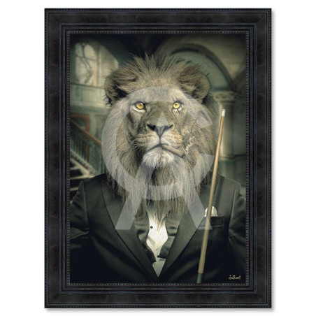 Cadre en bois avec impression en PVC vernis "Lion Mafia" - Noir - 63 x 140 cm - Collection Binet