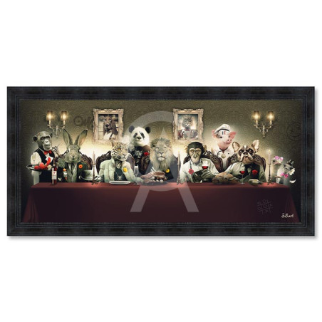 Cadre en bois avec impression en PVC vernis "Le Banquet" - Noir - 63 x 140 cm - Collection Binet