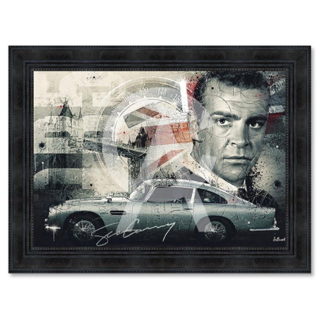 Cadre en bois avec impression en PVC vernis "Sean Connery" - Noir - 50 x 70 cm - Collection Binet