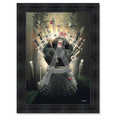 Cadre en bois avec impression en PVC vernis "King of Thrones" - Noir - 50 x 70 cm - Collection Binet