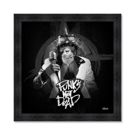 Cadre en bois avec impression en PVC vernis "Punk's not dead" - Noir - 60 x 60 cm -Collection Binnet