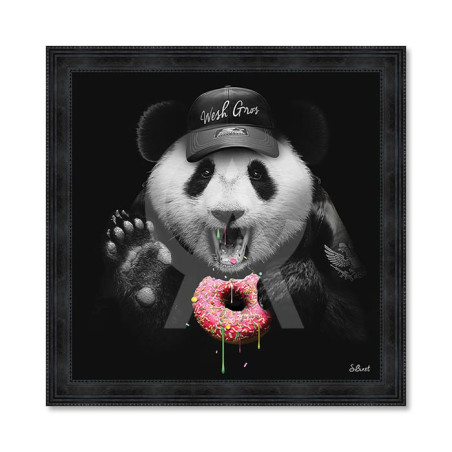 Cadre en bois avec impression en PVC vernis "Donuts" - Noir - 60 x 60 cm -Collection Binnet