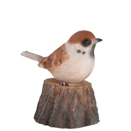 Figurine d'oiseau sonore avec détecteur de mouvement - Moineau - H 10 cm