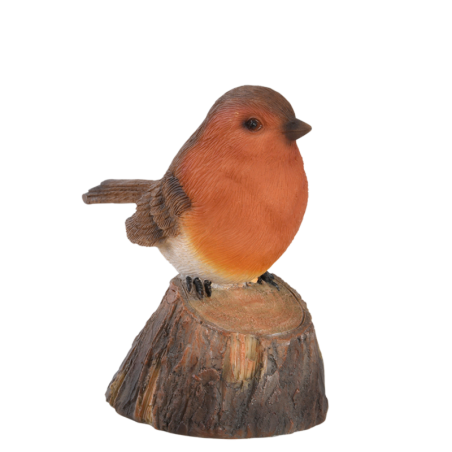 Figurine d'oiseau sonore avec détecteur de mouvement - Rouge gorge - H 10 cm