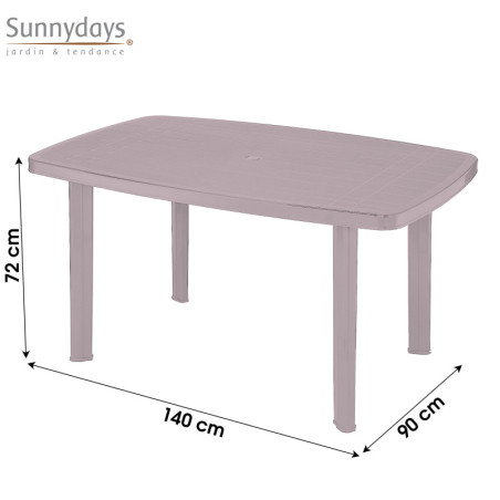 Table de jardin "Faro" - Taupe - L 140 x l 90 x H 72 cm