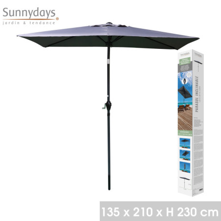 Parasol inclinable "Villa Verde" - Gris anthracite - P 135 x L 210 x H 230 cm