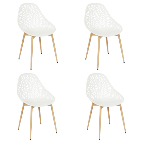 Lot de 4 chaises d'extérieur en plastique "Lucena" - Blanc - P 53,3 x H 83,4 cm