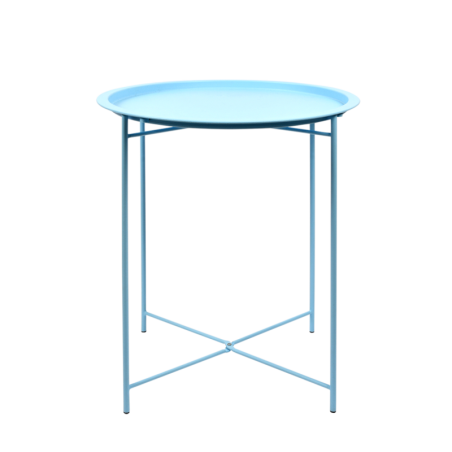 Table d'appoint ronde pliable en métal - Bleu - D 47,3 x H 50,5 cm