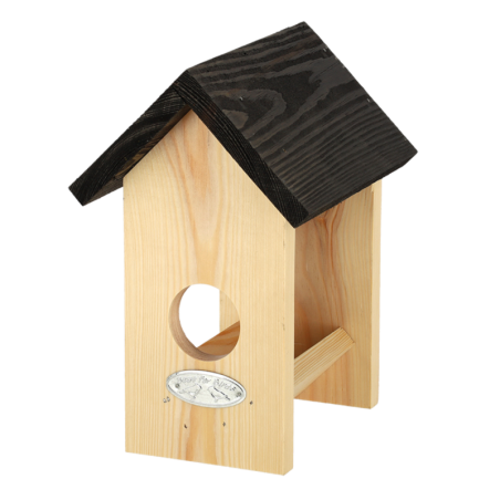 Mangeoire en bois à beurre de cacahuètes pour oiseaux - Beige/Noir - L 14 x P 15 x H 20,8 cm