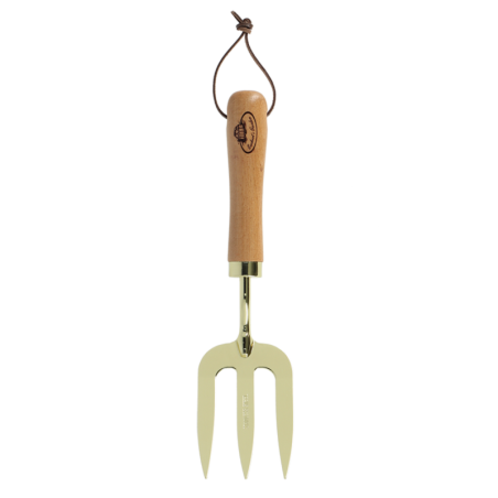 Fourche à main en métal - Doré/Beige - H 31,2 cm