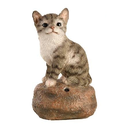 Figurine de chaton sonore avec détecteur de mouvement - Gris - H 11,8 cm