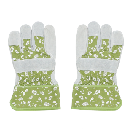 Paire de Gants de jardinage en cuir et tissu - Vert - taille M