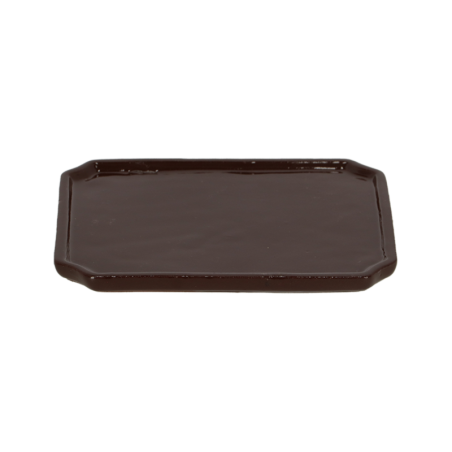 Plateau pour pot à bonsai rectangulaire M en terre cuite - Marron - L 20,6 x P 16,7 x H 1,4 cm