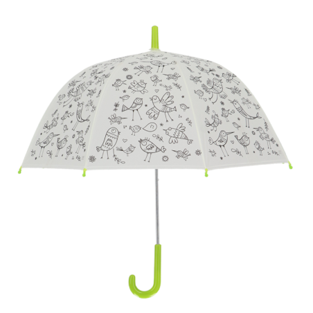 Parapluie à colorier pour enfant oiseaux - Vert - D 70,5 x H 69,2 cm