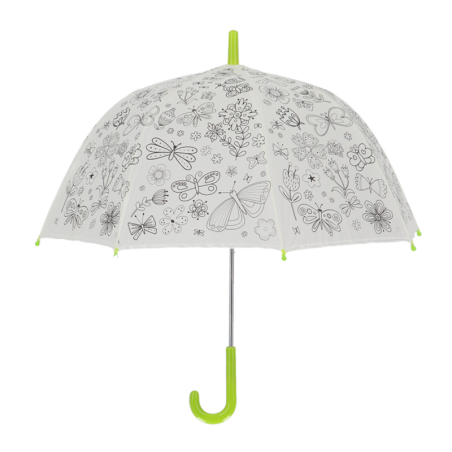 Parapluie à colorier pour enfant papillons - Vert - D 70,5 x H 69,2 cm