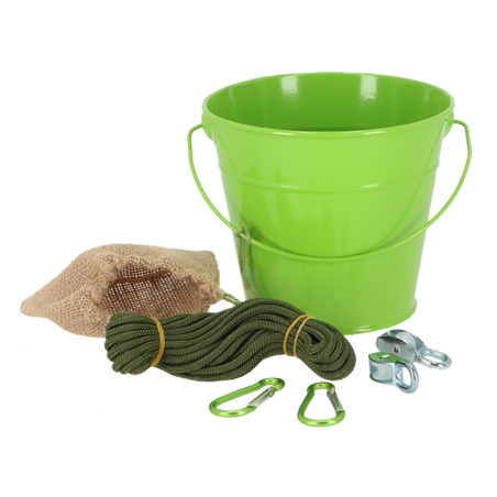 Kit de seau en métal à poulies pour enfant - Vert - 1,65 L