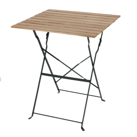 Table de jardin carré pliante en métal et bois - Beige/Vert - L 60 x P 60 x H 71,5 cm