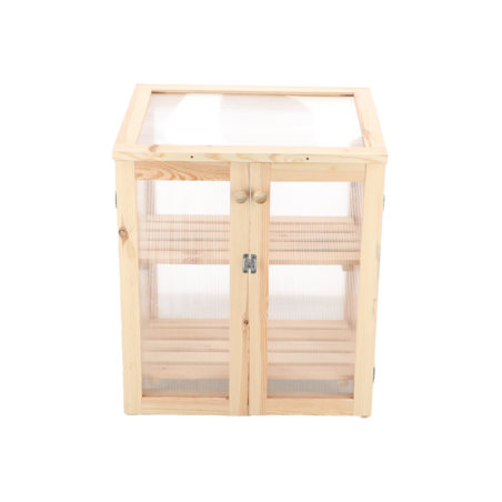 Serre en bois avec portes et toit ouvrant - Beige - L 69,4 x P 54 x H 85 cm