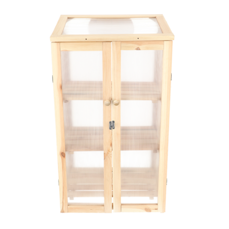 Serre en bois avec portes et toit ouvrant - Beige - L 69,4 x P 54 x H 125,2 cm