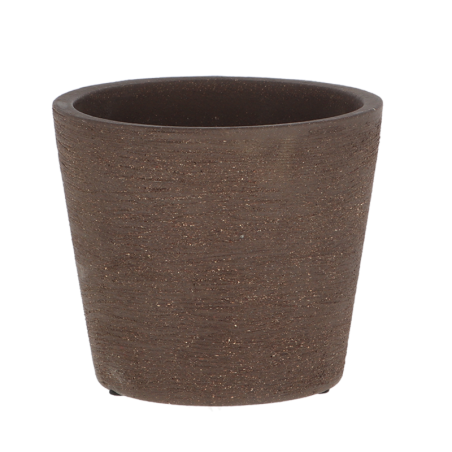 Pot de fleurs rond en terre cuite - Marron - D 15 x H 13 cm