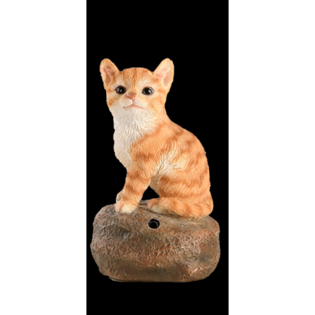 Figurine de chaton sonore avec détecteur de mouvement - Orange - H 11,8 cm