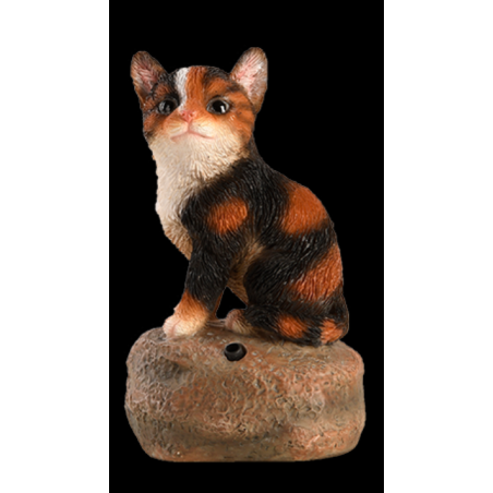 Figurine de chaton sonore avec détecteur de mouvement - Marron - H 11,8 cm