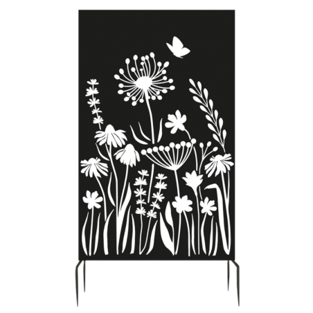 Écran d\'intimité avec motif floral - Noir - L 100,4 x H 186 cm