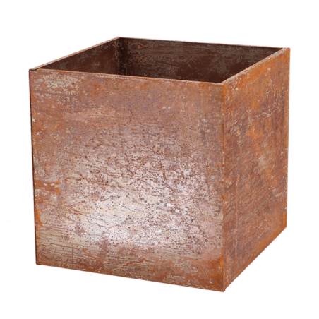 Jardinière carré effet rouille en acier corten - Orange - Taille S - L 58,2 x l 38,2 x H 38,2 cm