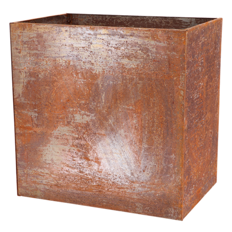 Jardinière rectangulaire effet rouille en acier corten - Orange - L 58,2 x l 38,2 x H 58,2 cm