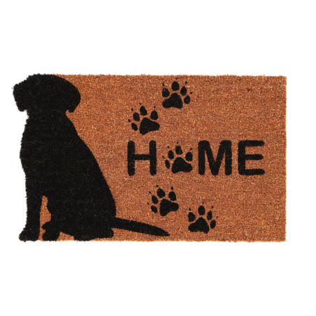 Paillasson à imprimé chien en fibre de coco - Home - Marron/Noir - L 73,6 x l 45 cm