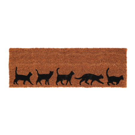 Paillasson à imprimé chats en fibre de coco - Marron/Noir - L 75,1 x l 25,5 cm