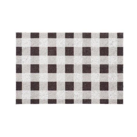 Dessous de tapis cadre rectangulaire à motif carreaux - Gris/Marron - L 90 x l 60 cm