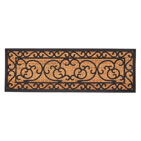 Paillasson avec motif en caoutchouc et fibre de coco - Beige/Noir - Taille XL - L 120 x l 40 cm