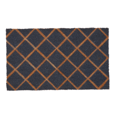 Paillasson relief diamants en fibre de coco - Gris/Marron - L 75 x l 45 cm