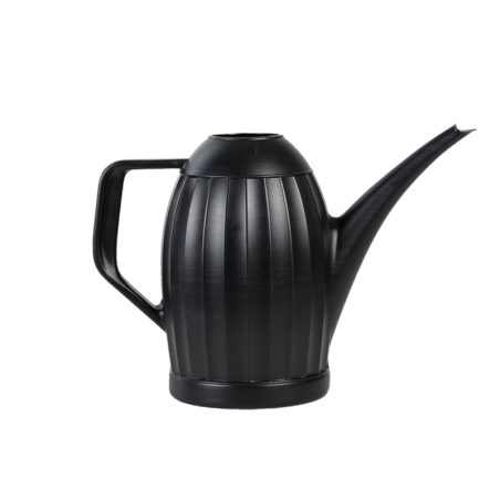 Arrosoir d'intérieur en plastique nervuré - Noir - 2,1L