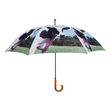 Parapluie avec manche en bois - Vache - H 95 x D 120 cm