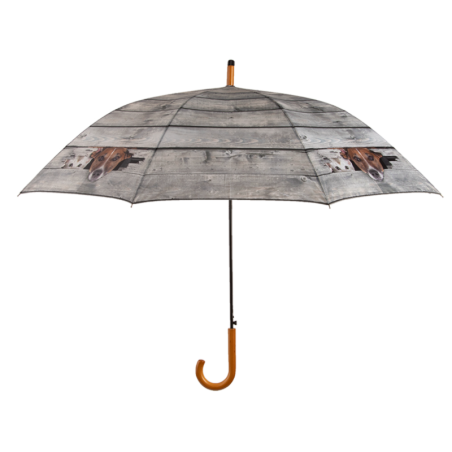 Parapluie effet planche avec imprimé chien et chat - Gris - D 120 x H 95 cm