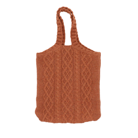 Sac tricoté en tissu - Marron - H 54 cm