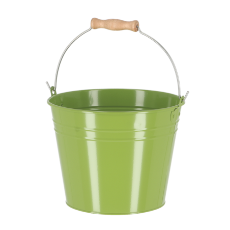 Seau en acier et bois "Nature Shades" - Vert - 4,75 L