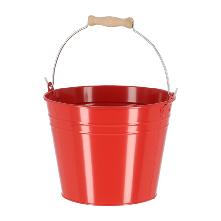 Seau en acier et bois "Nature Shades" - Rouge - 4,75 L