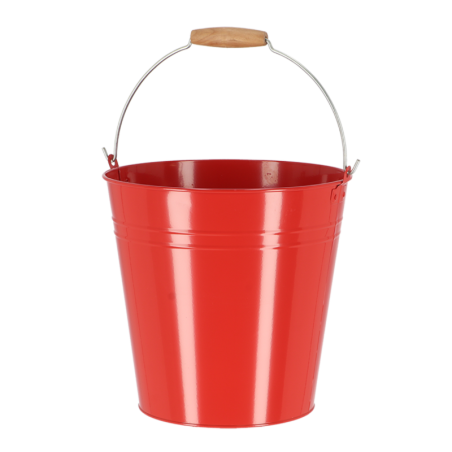 Seau en acier et bois "Nature Shades" - Rouge - 10,75 L