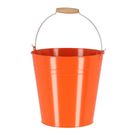 Seau en acier et bois "Nature Shades" - Orange - 10,75 L