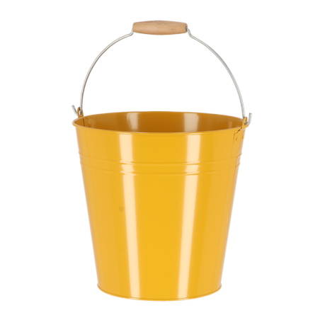 Seau en acier et bois "Nature Shades" - Jaune - 10,75 L