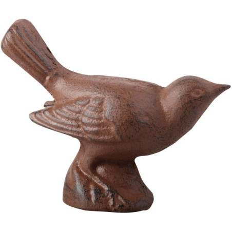 Oiseaux décoratif pour jardin en fonte - Marron - L 11,3 x P 4,9 x H 8,6 cm