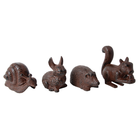 Lot de 4 animaux en fonte - Marron - H 17,3 cm