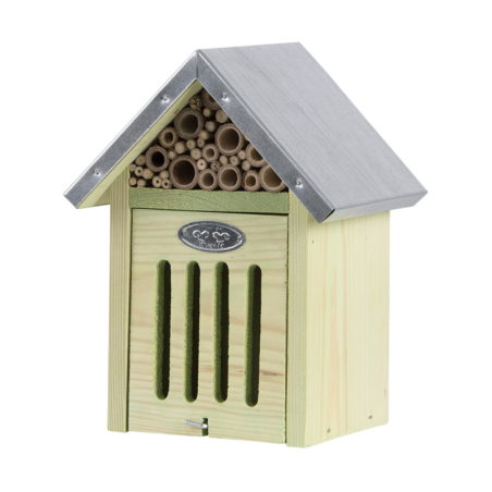 Hôtel à insectes en bois pour les abeilles et papillons - Beige - H 23,7 cm