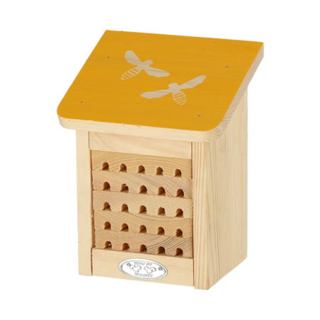 Maison à abeilles en bois de pin - Beige/Jaune - L 15,2 x H 19,9 cm