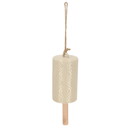 Carillon de vent "Desert Dream" en terre cuite et bois - Beige clair - H 21,5 cm